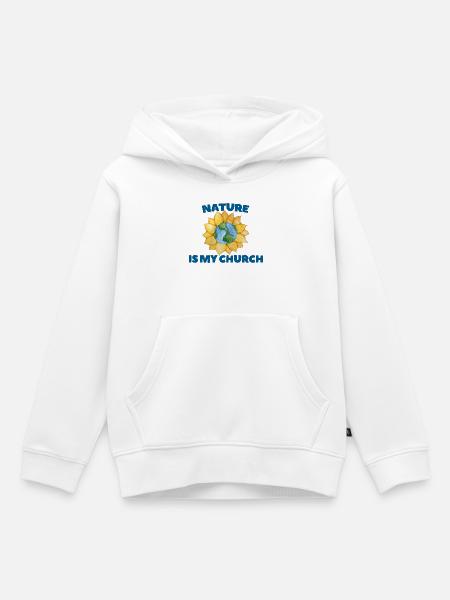 Earth Globe Sonnenblumen-Naturkirche - Kinder Premium Organic Hoodie - Weiß