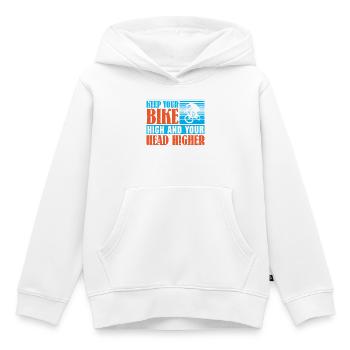 VTT VTT Vélo de Parole Descendance VTT - Sweat Premium à capuche enfant bio - blanc - Devant - AI Model Kid Female (0cm)