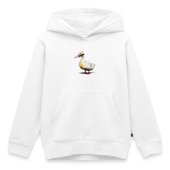 Ente mit Messer im Schnabel - Kinder Premium Organic Hoodie - Weiß - Vorne - AI Model Kid Female (0cm)