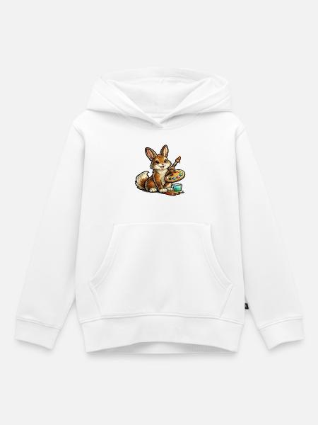 Kaninchen Künstler mit Palette - Kinder Premium Organic Hoodie - Weiß