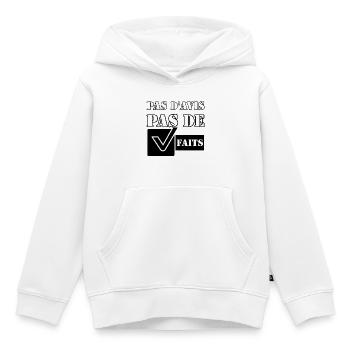 PAS D'AVIS. PAS DE FAITS. - Sweat Premium à capuche enfant bio - blanc - Devant - AI Model Kid Female (0cm)