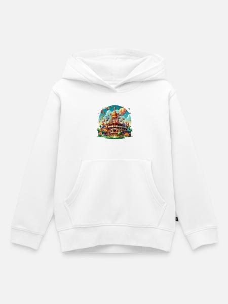 Fantasiepark Luftschiff-Karussell - Kinder Premium Organic Hoodie - Weiß
