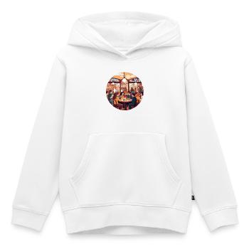 Cafe Gespräche im Abendlicht - Kinder Premium Organic Hoodie - Weiß - Vorne - AI Model Kid Female (0cm)