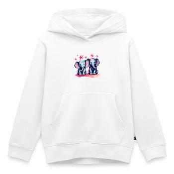 Éléphants pastel avec des fleurs - Sweat Premium à capuche enfant bio - blanc - Devant - AI Model Kid Female (0cm)