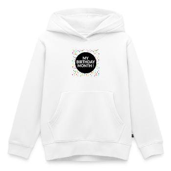 Mon mois d’anniversaire - Sweat Premium à capuche enfant bio - blanc - Devant - AI Model Kid Female (0cm)
