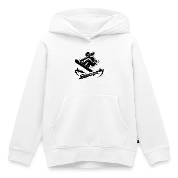 Slopestyle Snowboard Action in den Bergen - Kinder Premium Organic Hoodie - Weiß - Vorne - AI Model Kid Female (0cm)
