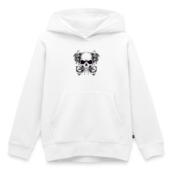 Skull Roses Contrast Design - Kids Premium Organic Hoodie - white - Front - AI Model Kid Female (0cm)