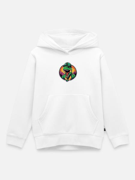 Dinosaurier-Sonnenuntergangs-Kopfschmuck - Kinder Premium Organic Hoodie - Weiß