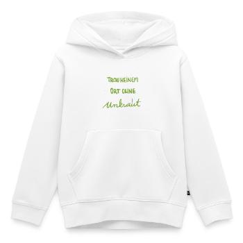 Für Gartenfans: Trau keinem Ort ohne Unkraut - Kinder Premium Organic Hoodie - Weiß - Vorne - AI Model Kid Female (0cm)