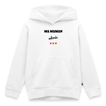 MOM. MOTHER'S DAY. HEART. FEAST. HAPPY BIRTHDAY - Kids Premium Organic Hoodie - white - Front - AI Model Kid Female (0cm)