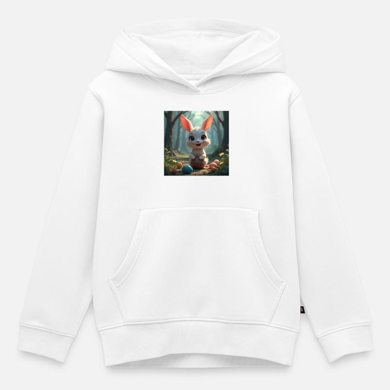 pâques - Sweat Premium à capuche enfant bio - blanc