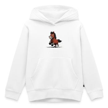 Rennendes Pony Karikatur - Kinder Premium Organic Hoodie - Weiß - Vorne - AI Model Kid Female (0cm)