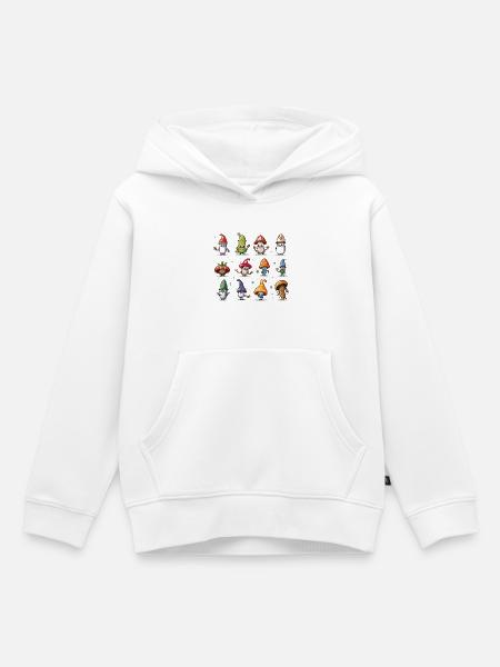 Pilzgnomen Parade - Kinder Premium Organic Hoodie - Weiß