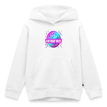 Célébration de ma semaine d’anniversaire - Sweat Premium à capuche enfant bio - blanc - Devant - AI Model Kid Female (0cm)