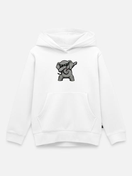 Dabbing Elefant - Kinder Premium Organic Hoodie - Weiß