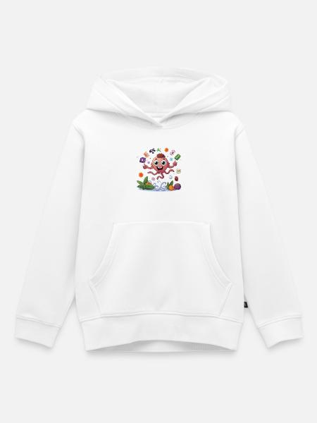 Kunterbunter Obst-Tintenfisch - Kinder Premium Organic Hoodie - Weiß
