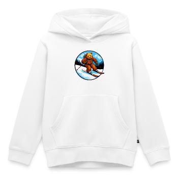 Ski Bear - Sweat Premium à capuche enfant bio - blanc - Devant - AI Model Kid Female (0cm)