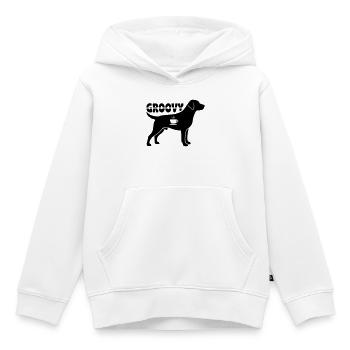 Groovy Hund Kaffee Silhouette Retro - Kinder Premium Organic Hoodie - Weiß - Vorne - AI Model Kid Female (0cm)