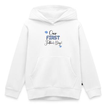 Erster Vatertags-Baby - Kinder Premium Organic Hoodie - Weiß - Vorne - AI Model Kid Female (0cm)