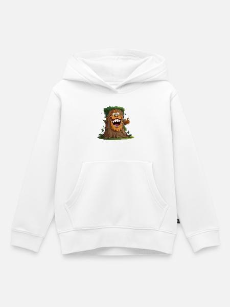 Baumriese mit breitem Grinsen - Kinder Premium Organic Hoodie - Weiß