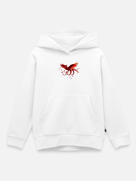 Scarlet Phoenix im Flug - Kinder Premium Organic Hoodie - Weiß