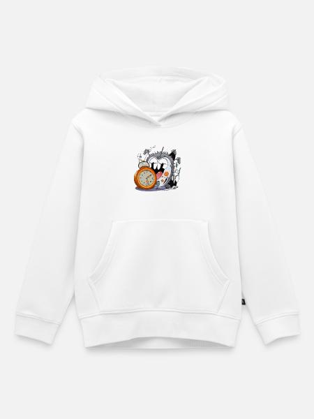 Schlafloses Uhrmonster - Kinder Premium Organic Hoodie - Weiß