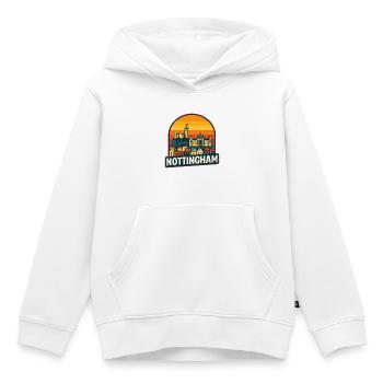 Nottingham Skyline Retro Sunset Vintage Design - Sweat Premium à capuche enfant bio - blanc - Devant - AI Model Kid Female (0cm)
