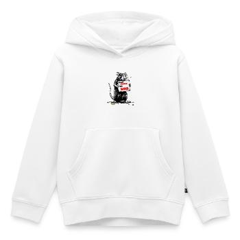 Juste le slogan Fromage : pas de guerre - Sweat Premium à capuche enfant bio - blanc - Devant - AI Model Kid Female (0cm)