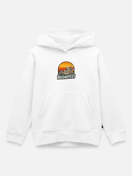 Budapest-Ungarn Retro-Sonnenuntergangs-Skyline-Design - Kinder Premium Organic Hoodie - Weiß