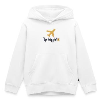 T-shirt Fly High Travel Icon - Sweat Premium à capuche enfant bio - blanc - Devant - AI Model Kid Female (0cm)