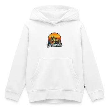 Liverpool Skyline Rétro Sunset Vintage Design - Sweat Premium à capuche enfant bio - blanc - Devant - AI Model Kid Female (0cm)