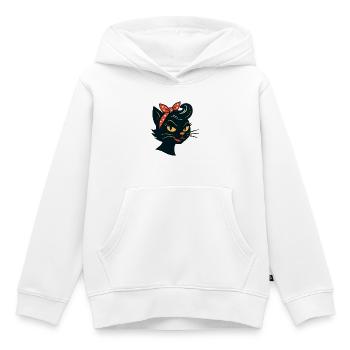 Schwarze Katze im 50er Jahre Retro Stil - Kinder Premium Organic Hoodie - Weiß - Vorne - AI Model Kid Female (0cm)