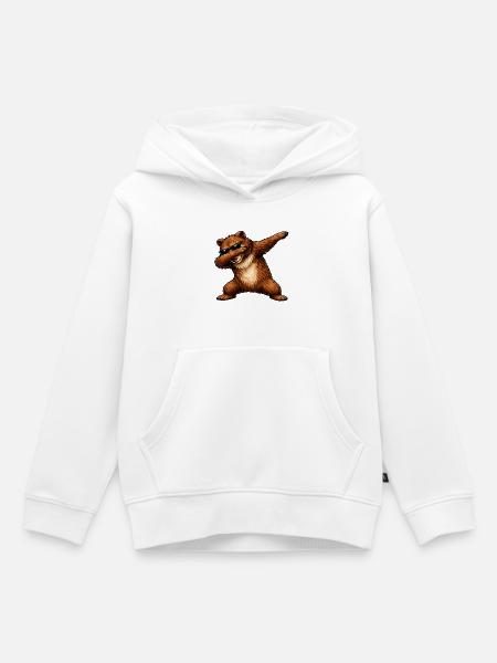 Dabbing Grizzly - Kinder Premium Organic Hoodie - Weiß