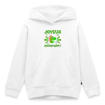Anniversaire Dinosaures - Sweat Premium à capuche enfant bio - blanc - Devant - AI Model Kid Female (0cm)