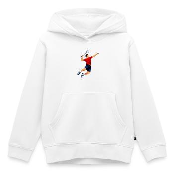 Badminton Smasher - Sweat Premium à capuche enfant bio - blanc - Devant - AI Model Kid Female (0cm)