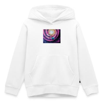 Galaxie rose - Sweat Premium à capuche enfant bio - blanc - Devant - AI Model Kid Female (0cm)