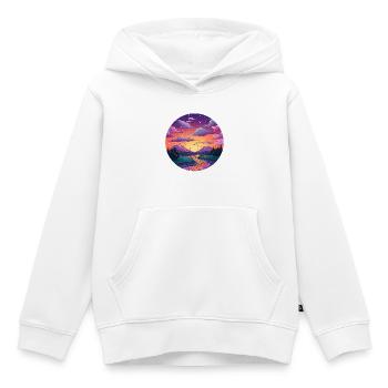 Coucher de soleil sur la rive de la rivière - Sweat Premium à capuche enfant bio - blanc - Devant - AI Model Kid Female (0cm)