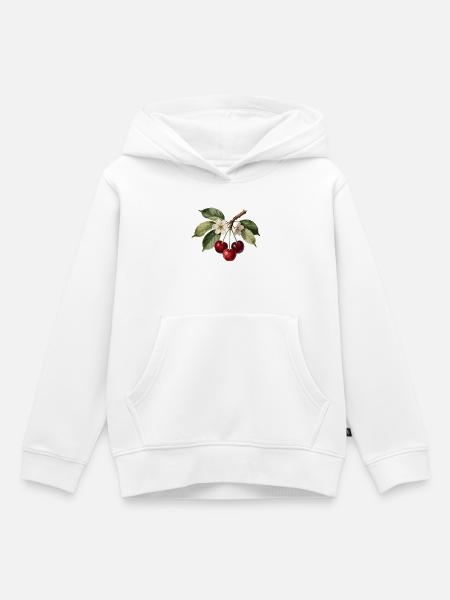 Kirsch- und botanische Blumengravur - Kinder Premium Organic Hoodie - Weiß