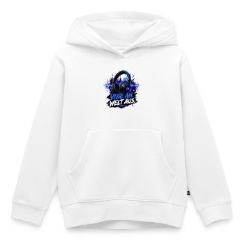 vibe on -world off - Kids Premium Organic Hoodie - white - Front - AI Model Kid Female (0cm)