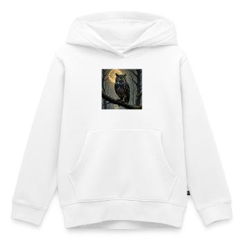 Nächtlicher Uhu im Mondwald - Kinder Premium Organic Hoodie - Weiß - Vorne - AI Model Kid Female (0cm)
