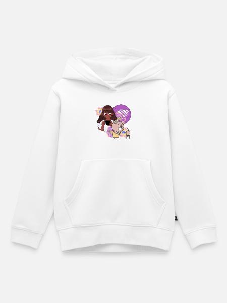 Cozy Morning Coffee & Hörgeräte-Katze - Kinder Premium Organic Hoodie - Weiß
