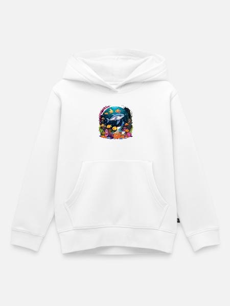 Unterwasser-Delfin im Korallenriff - Kinder Premium Organic Hoodie - Weiß