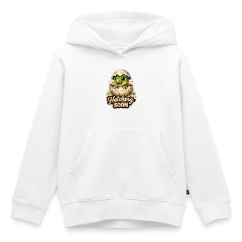 Bébé dinosaure mignon - Dino qui va bientôt éclore - Sweat Premium à capuche enfant bio - blanc - Devant - AI Model Kid Female (0cm)