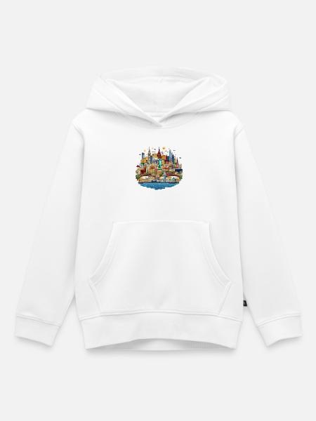 Weltstadt Skyline Kollage - Kinder Premium Organic Hoodie - Weiß