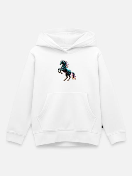 Pferdeneon Light Glitch Retro-Stil - Kinder Premium Organic Hoodie - Weiß