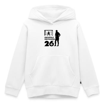 Un amour, une passion Fußball Football - Sweat Premium à capuche enfant bio - blanc - Devant - AI Model Kid Female (0cm)