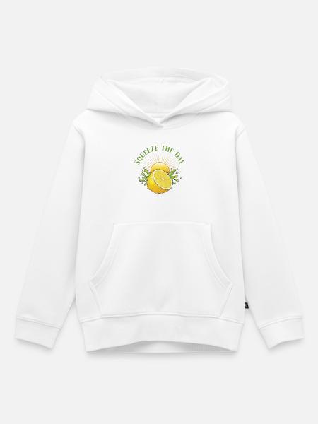 Squeeze the Day Zitronen-Splash - Kinder Premium Organic Hoodie - Weiß