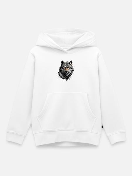 Wolf - Kinder Premium Organic Hoodie - Weiß