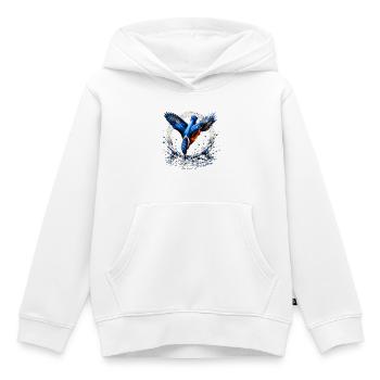 Conception de l’oiseau de pêche Kingfisher - Sweat Premium à capuche enfant bio - blanc - Devant - AI Model Kid Female (0cm)