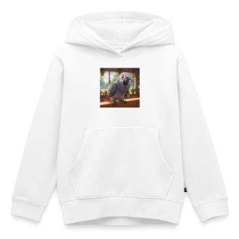 Maison animée du perroquet gris - Sweat Premium à capuche enfant bio - blanc - Devant - AI Model Kid Female (0cm)